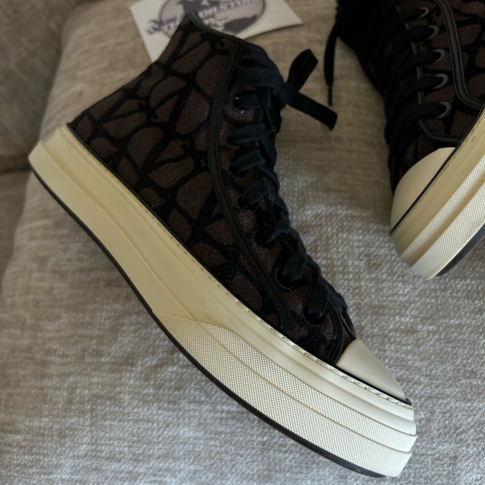 Valentino Garavani Black and Cream High-Top Sneakers